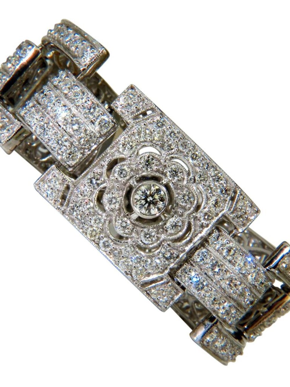 Magnificent 20ct Natural Round Diamonds Wide Cuff Link Bracelet 18kt*